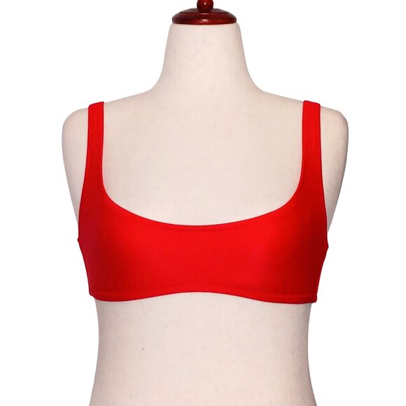 NEW J. Crew Women’s Heritage Scoopneck Bikini‎ Swim Top Red M Recycled Material - Picture 2 of 10